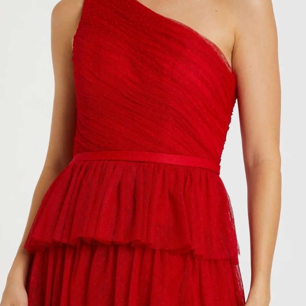 Mac Duggal Red One Shoulder Dress - Picture 2 of 15